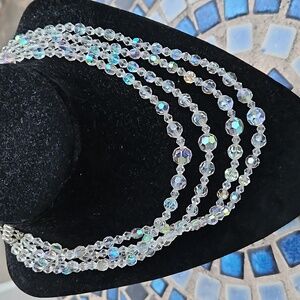 Vintage 4 Strand Aurora Borelis Necklace